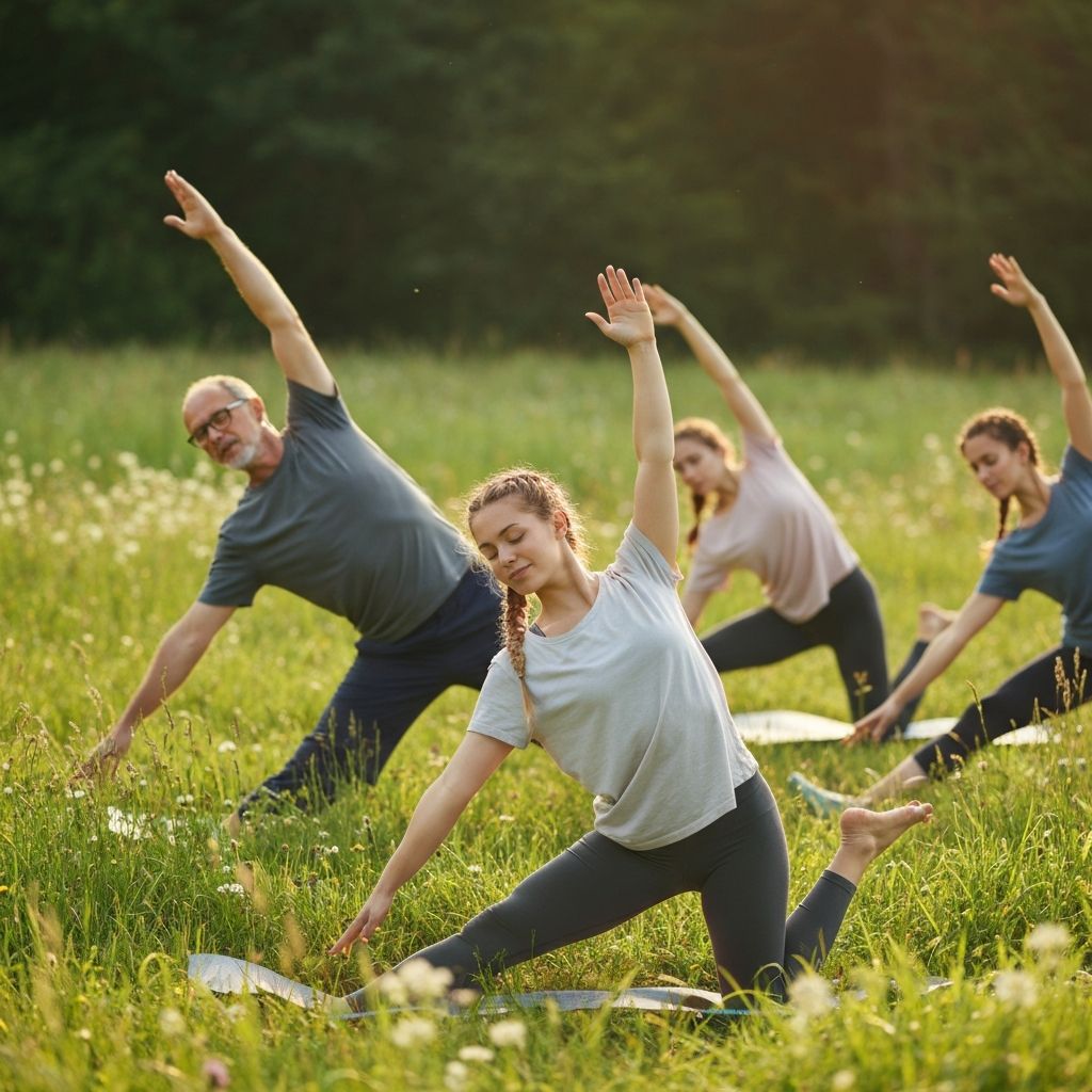 People doing gentle exercise and stretching